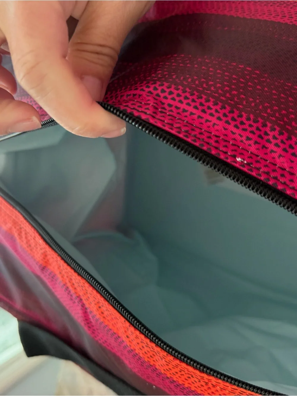 Thirty-one Pink and Red Striped Fresh Market Thermal Tote.